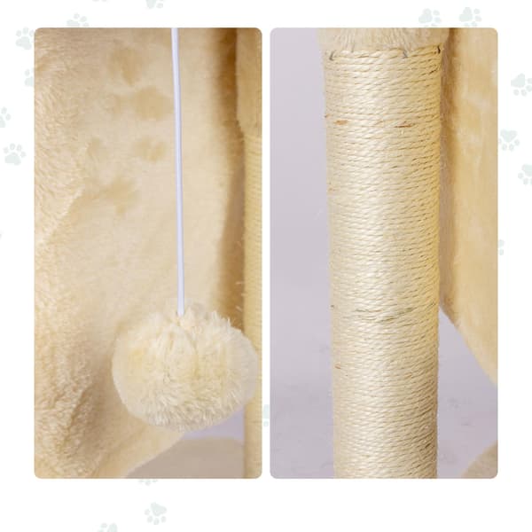Kradsetræ med hule og platform, beige, 60 cm