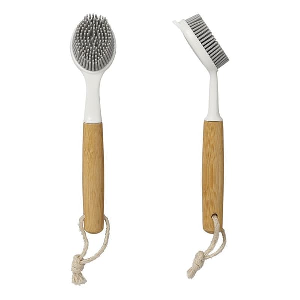 Opvaskebørste silikone 24,5 cm Ø7 cm x 5 cm bambus