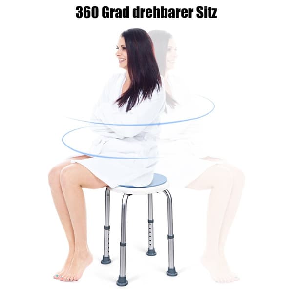 360° roterande duschpall, justerbar höjd, blå