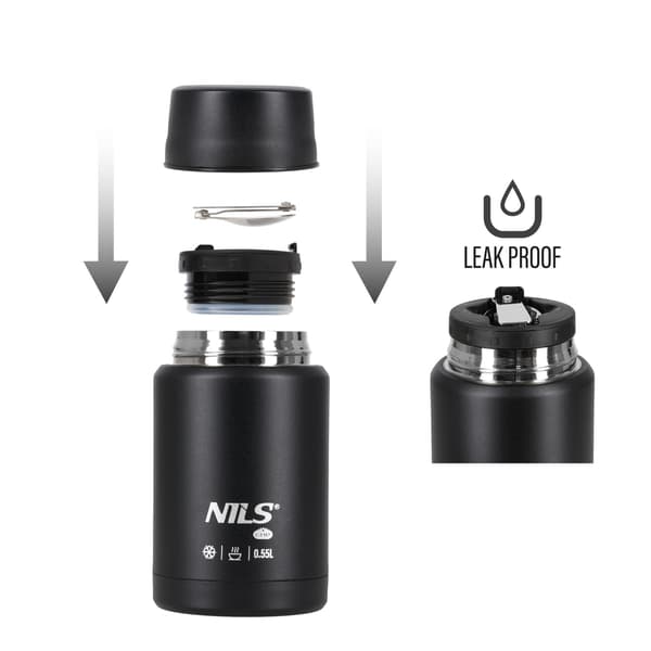 Lounastermos 550ml, musta, ruostumaton teräs