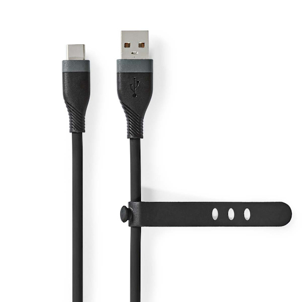 USB-kabel | USB 2.0 | USB-A Han | USB-C™ Han | 15 W | 480 Mbps | Nikkelplateret | 1.50 m | Runde | Silikone | Sort | Box