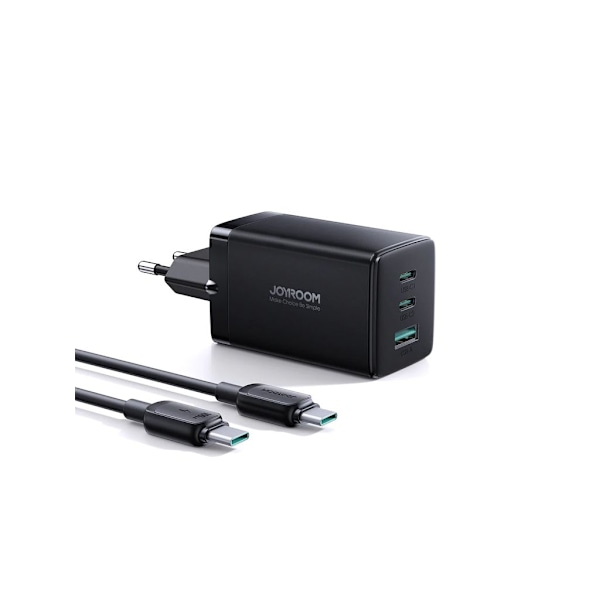 Joyroom hurtigoplader, GaN Ultra, 65W, med USB-C kabel, 100W - mørkegrå