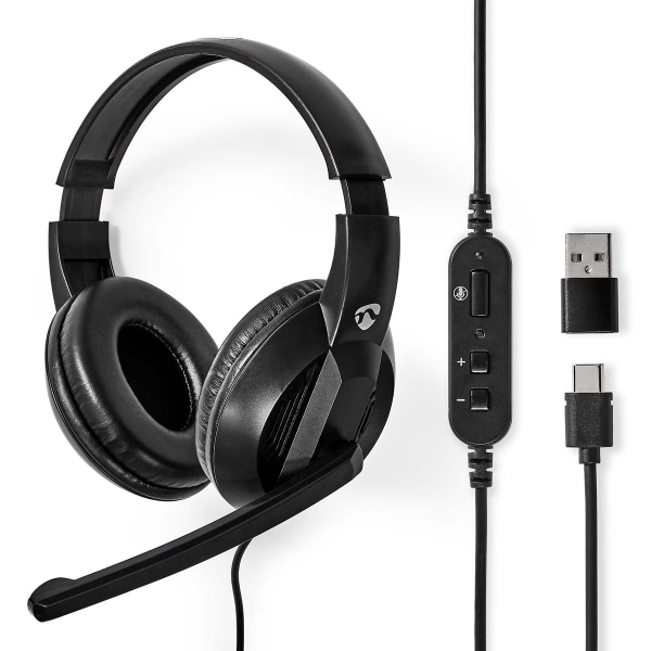 PC-headset | Over-Ear | Stereo | USB Type-A / USB Type-C™ | Fold-Away Mikrofon | Sort