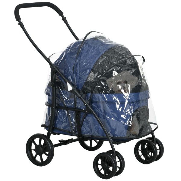 Pet Cart 2-In-1 Sadesuoja Taitettava Kissan Kärryn Turvahihnat Pienet Koirat/Kissat Oxford Tummansininen