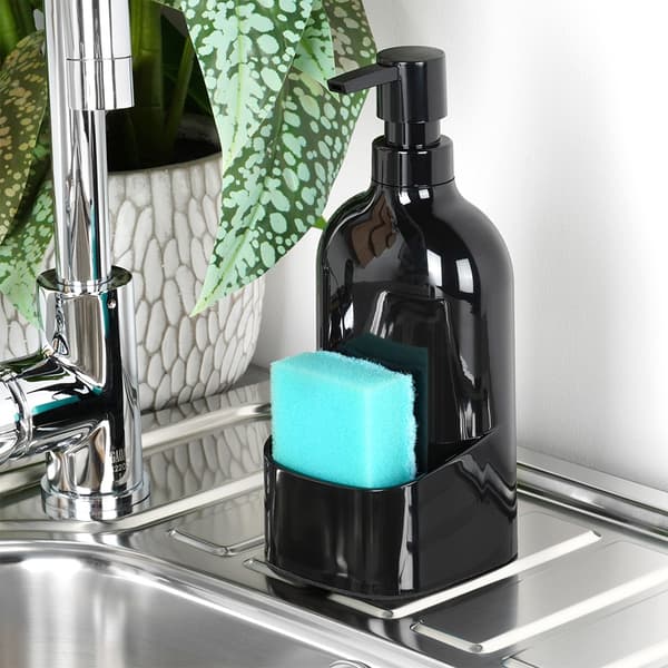 Opvaskedispenser med svampeholder, sort, 500ml