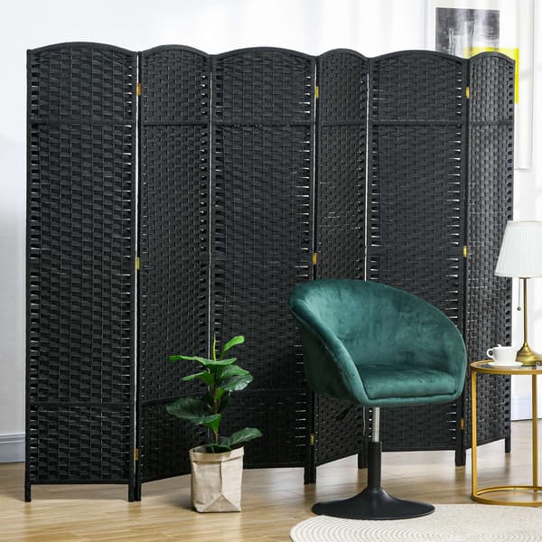 6-panel rumdeler, foldbar privatskærm, privatskærm til stue, soveværelse, hjemmekontor, sort