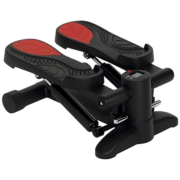 Mini stepper til home stepper hjemmetræner med LCD display, fitness stepper op til 100 kg til bentræning, hjemmekontor fitness træning, sort
