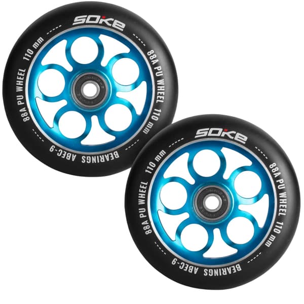 Blåa 110 mm hjul till sparkcykel, 2-pack