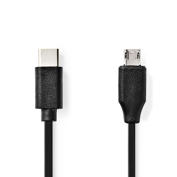 USB kaapeli | USB 2.0 | USB-C™ Uros | USB Micro-B Uros | 60 W | 480 Mbps | Niklattu | 1.00 m | Pyöreä | PVC | Musta | Label