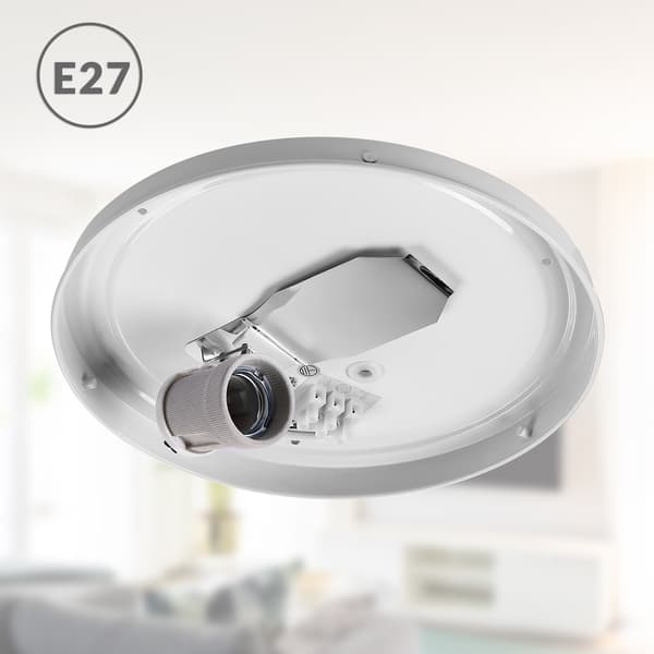 Loftlampe i stof 30 cm grå – E27-fatning, blændfri