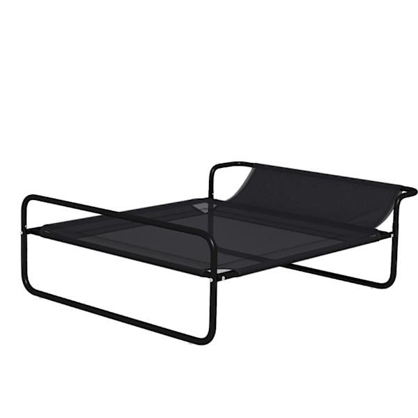 Udendørs hundeseng, forhøjet hundeseng med åndbart netbetræk, kæledyrsseng til små og mellemstore hunde Sort 91 x 69 x 29 cm