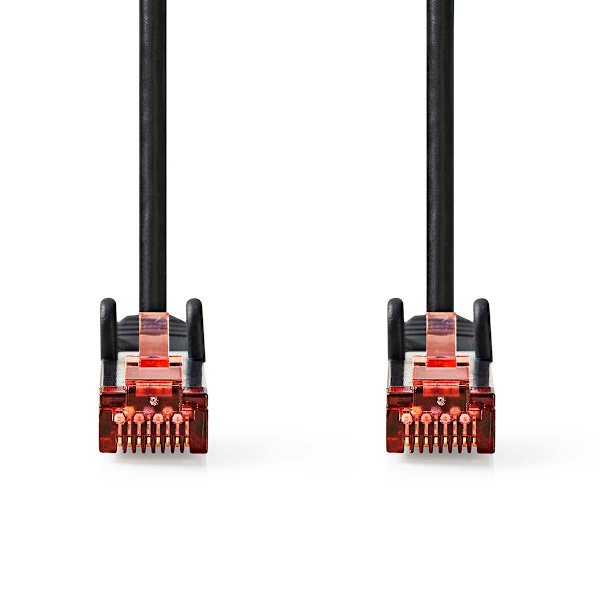 Kat 6 kabel | RJ45 Han | RJ45 Han | S/FTP | 2.00 m | Runde | LSZH | Sort | Label
