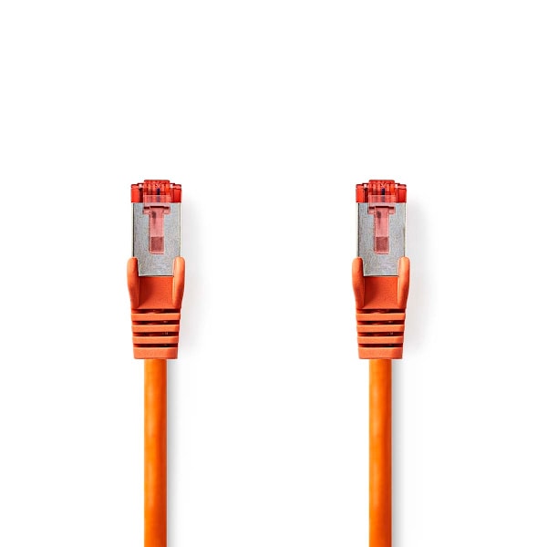 Kat 6 kabel | RJ45 Han | RJ45 Han | S/FTP | 10.0 m | Runde | LSZH | Orange | Label