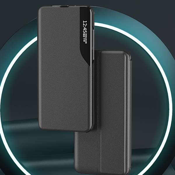 Etui cover med klap og stativ til Xiaomi Redmi 11A / Poco C55 / Redmi 12C Eco Læder sort