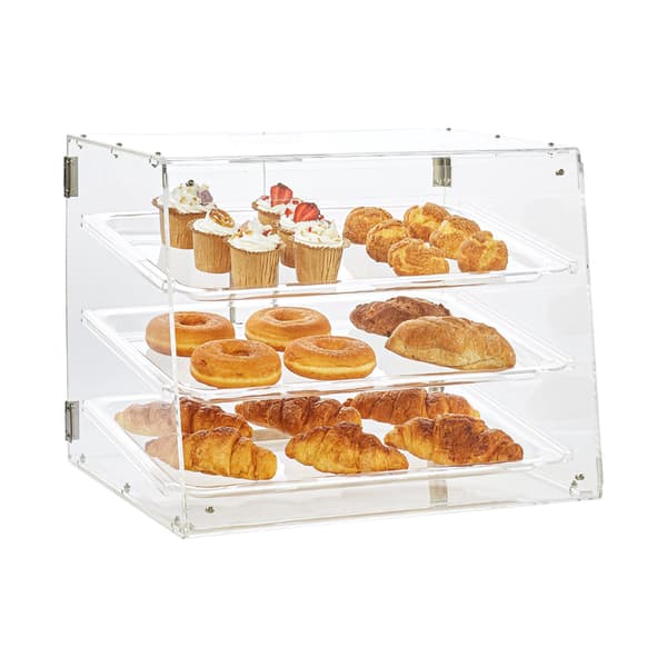 Bakverksdisplay, 3-våningars akryl, bakdörr 52,6 cm