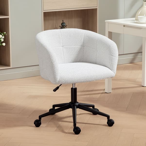 Polstret kontorstol, plysbetræk, badekardesign, creme/sort