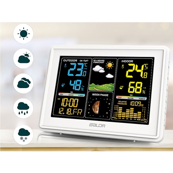 Vejrstation med display BD-907 hvid