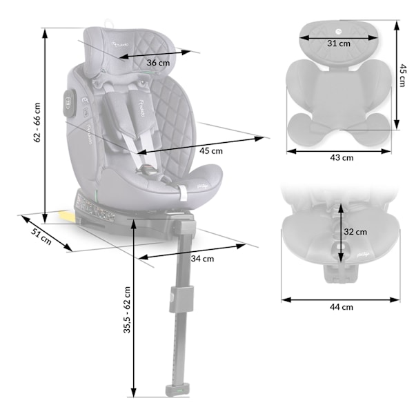 Nukido Prestige Line Autostol Grå 0-36kg ISOFIX