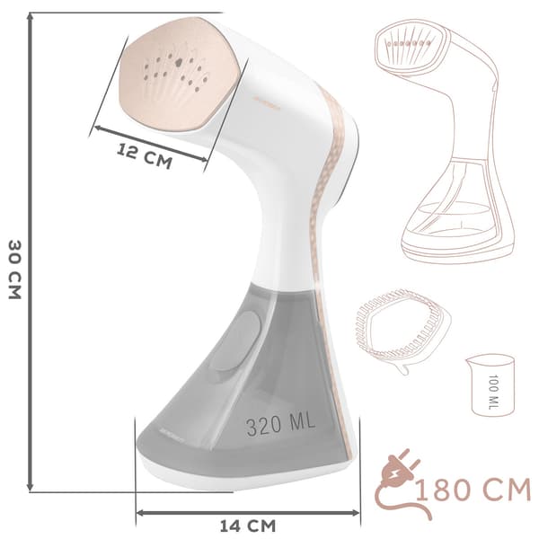 2000W tøjdamper med LCD-berøringspanel, 320 ml tank