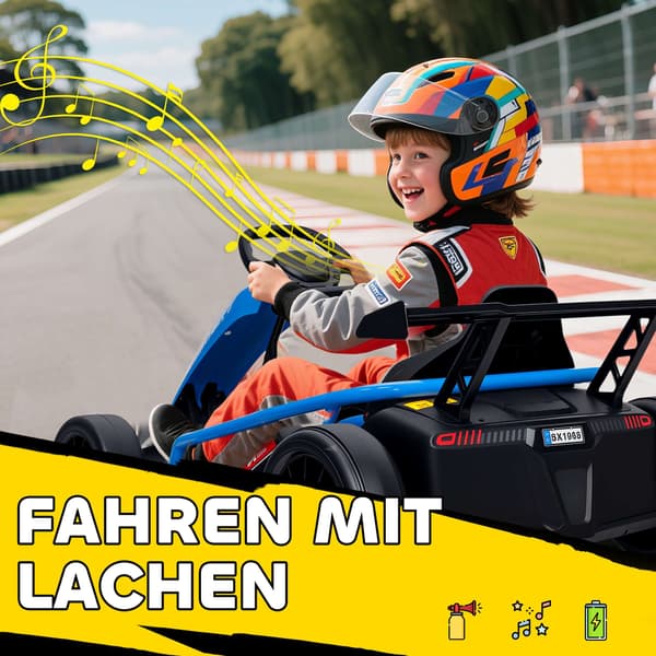 24V elektrisk gokart til drifting, 8-12 år, blå