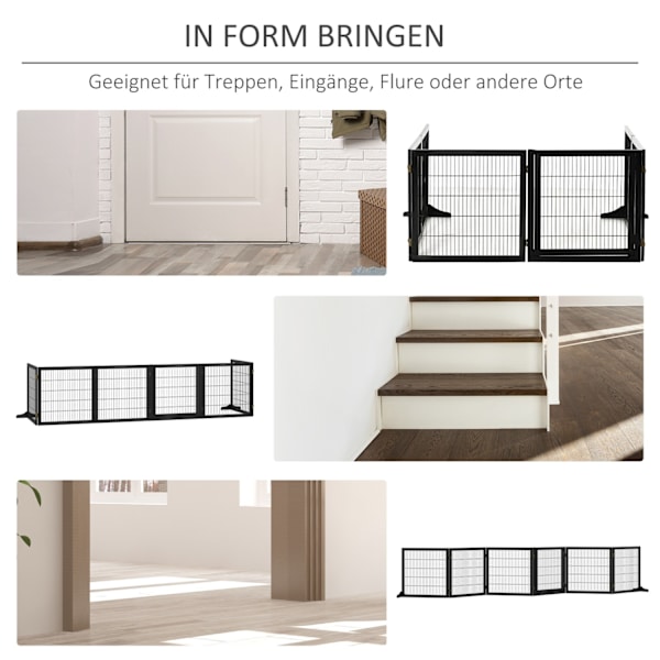 Dörr Säkerhet Grind Barriär För Hundar Skyddsport Hund Gate Säkerhetsdörr Dubbelriktad Vikbar Furu Metall Svart 432X36X70Cm