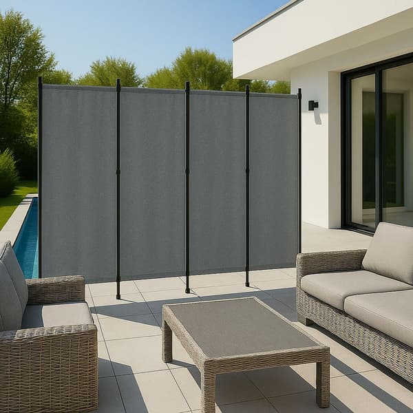 Sammenklappelig 4-panel have- og rumdeler 167x216 cm Grå MultiGarden