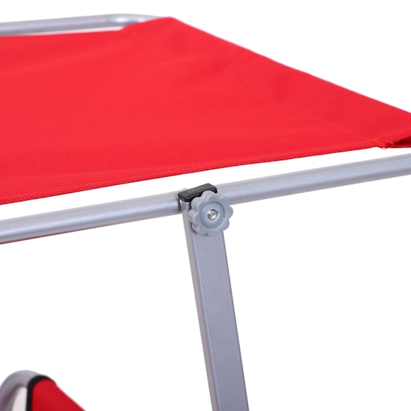 Liggestol haveseng foldbar med solbeskyttelse, wellness liggestol strandstol i rød 187 x 58 x 36 cm til afslappende timer udendørs