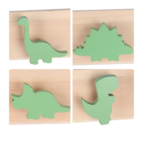 Dinosaurus-aiheinen lasten naulakko neljällä koukulla, vihreä