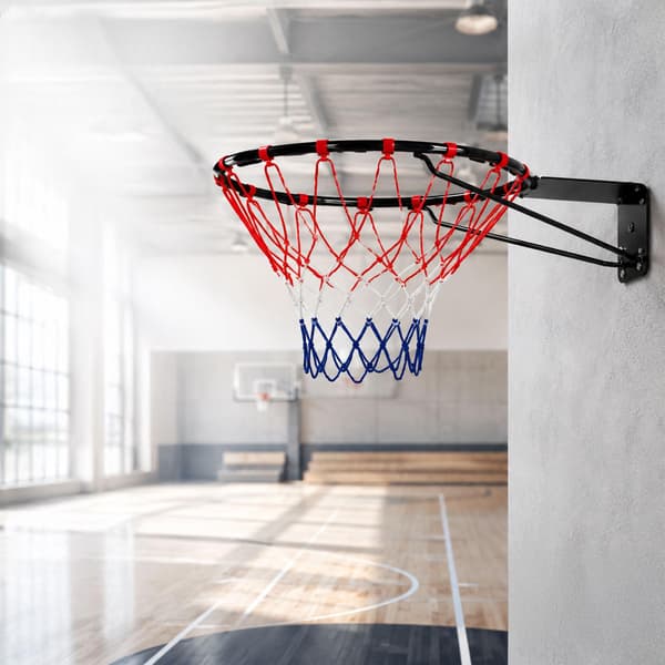 45 cm väggmonterad basketkorg med trefärgat nät
