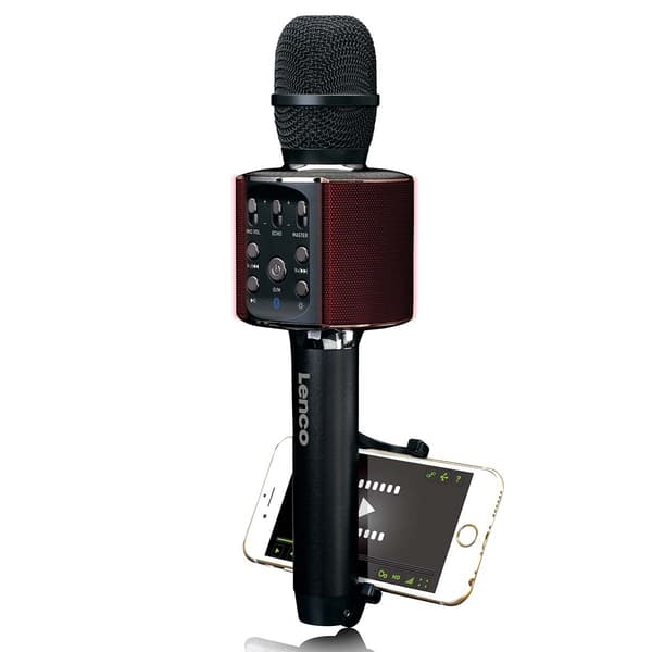 Bluetooth® Karaoke mikrofon med højttaler og belysning Sort