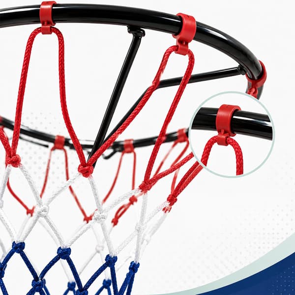 45 cm väggmonterad basketkorg med trefärgat nät