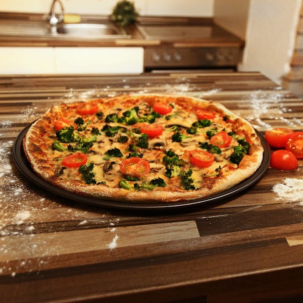 Pizzatallerken rund, sæt med 4 stk
