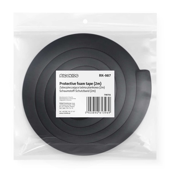 Beskyttende skumtape Ricokids 798701 sort 2 m