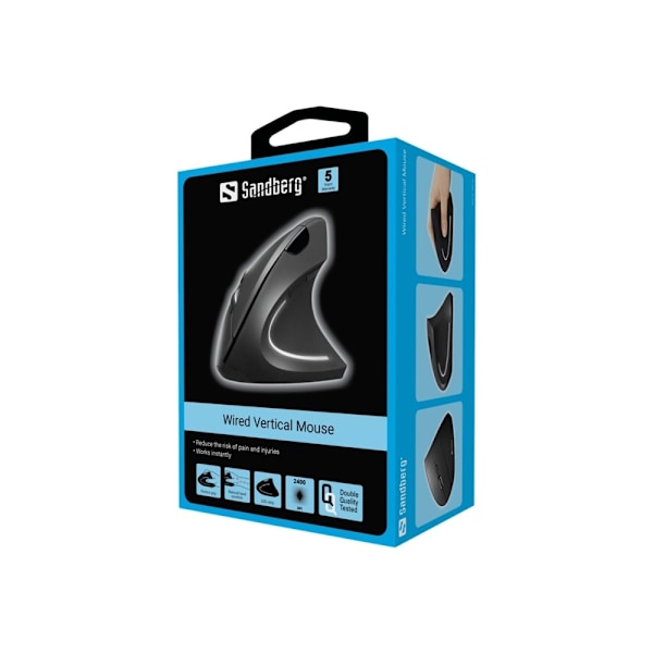 Sandberg Pro - Vertikal mus - ergonomisk - optisk - 6 knapper - kablet - USB - boks