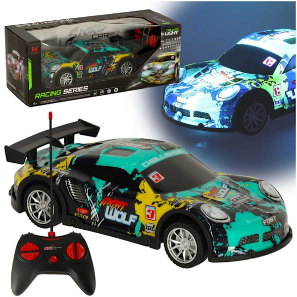 RC-urheiluauto sininen ja vihreä