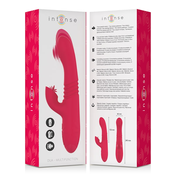 Intense - Dua Multifunktion genopladelig op- og nedvibrator med rød tunge