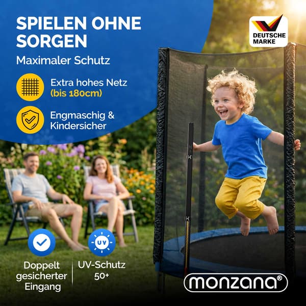 Trampolinsikkerhedsnet 2,4 m, rivefast, sort