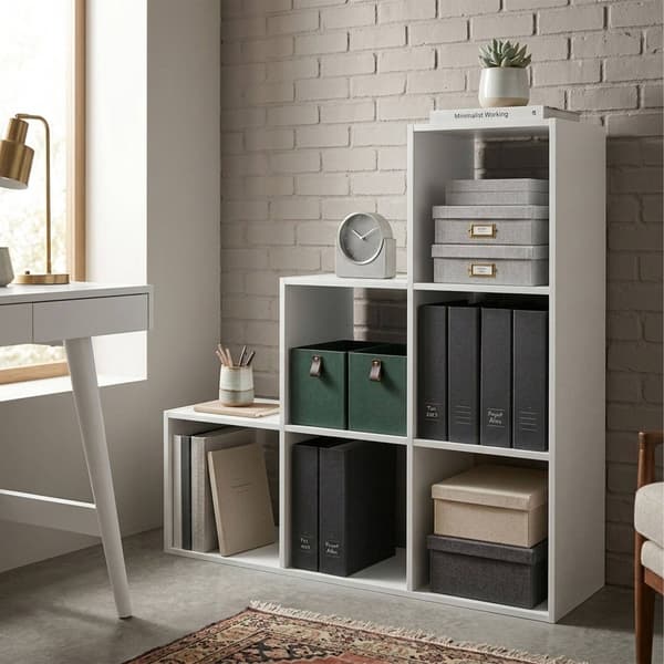 Vit hyllplan, 6 fack, 97,5x97,5x29 cm