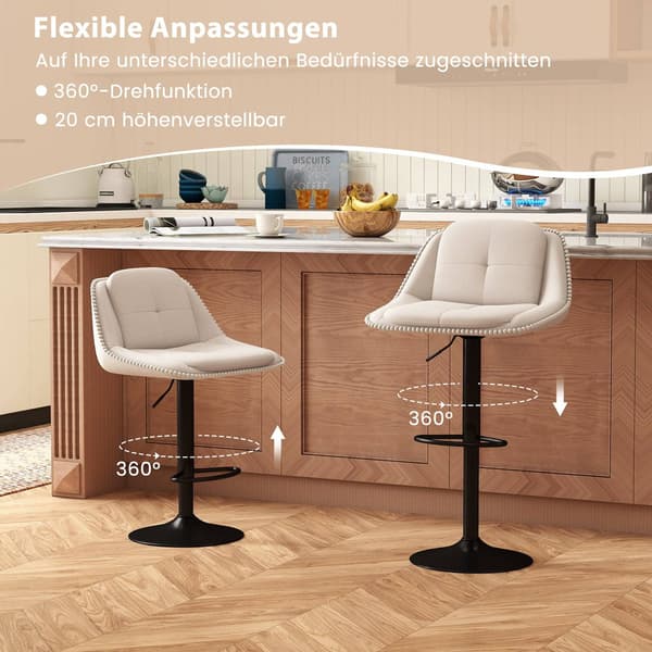 Justerbare drejebarstole, sæt med 2, beige