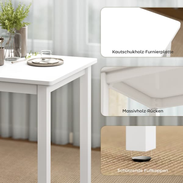 3-delad matsalsset med 2 stolar, platsbesparande, vit MDF