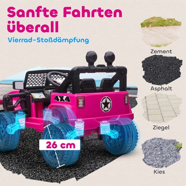 12V elektrisk åkbil för barn, fjärrkontroll, rosa