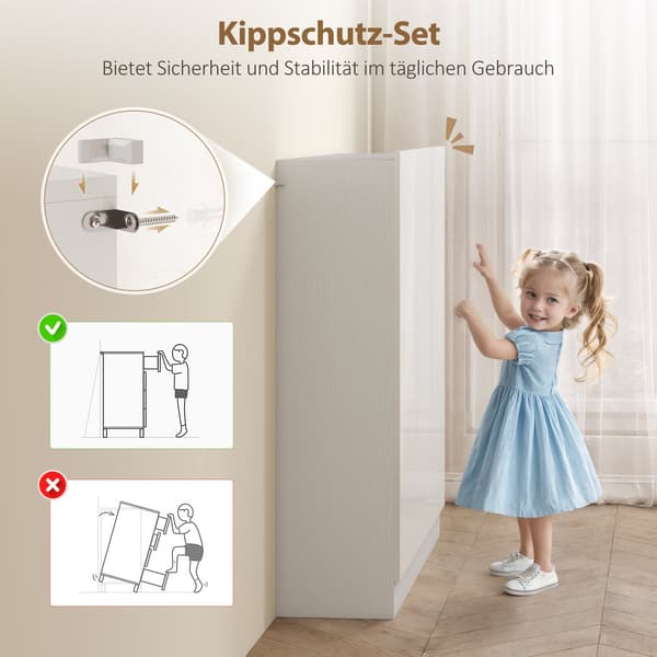 Skoskab, 10 hylder, ventilation, soft-close, hvidt træ