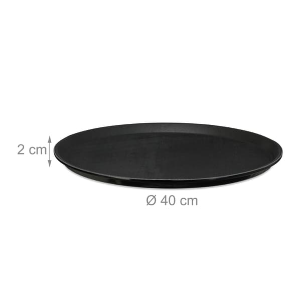 Store sorte serveringsbakker, sæt af 2, Ø40cm