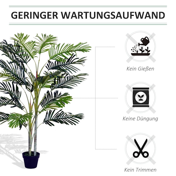 Konstgjord Palm Stor Konstgjord Växt 150 Cm Med Kruka, 19 Palmblad, Plast, Dekoration För Inomhus Och Utomhusbruk