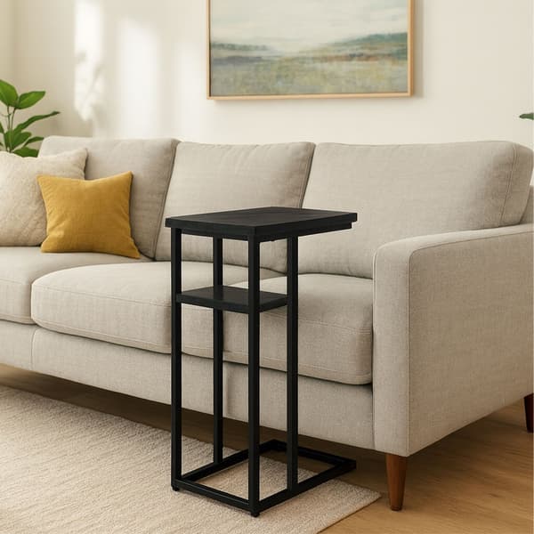 C-formet sidebord med 2 hylder til sofa og seng
