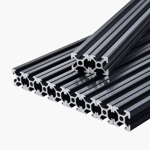 2020 T-spårs aluminiumprofil, 10-pack 2000 mm svart