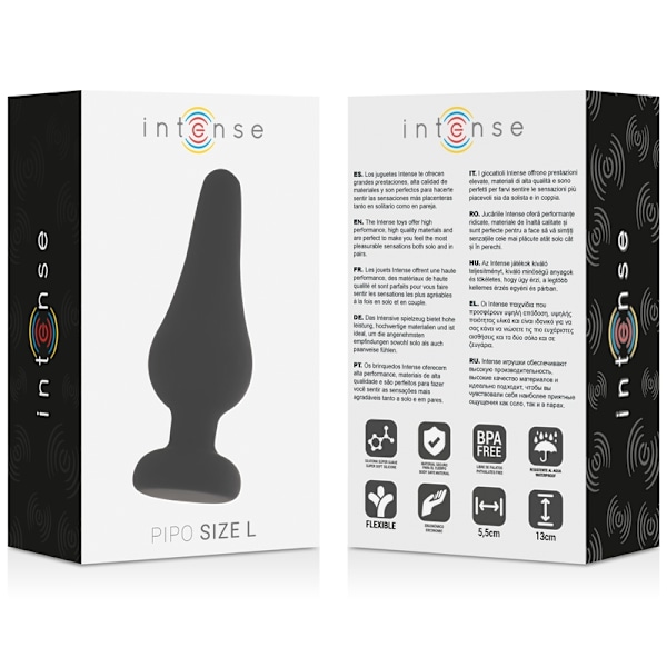 Intense - Anal Plug Pipo L musta silikoni 13 cm