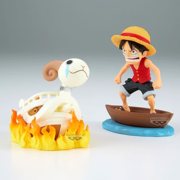 One Piece Luffy & Going Merry figur, 8 cm samleobjekt