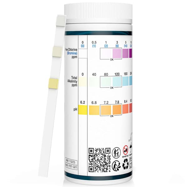 Poolteststrimler 3-i-1, 150 stk. til pH, klor, alkalinitet