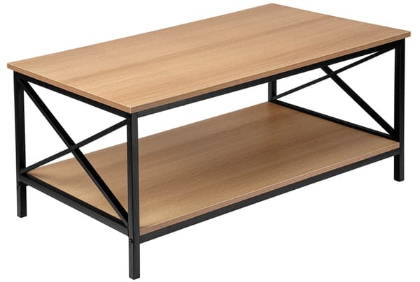 Sofabord med hylde, moderne egetræ, 100x55 cm